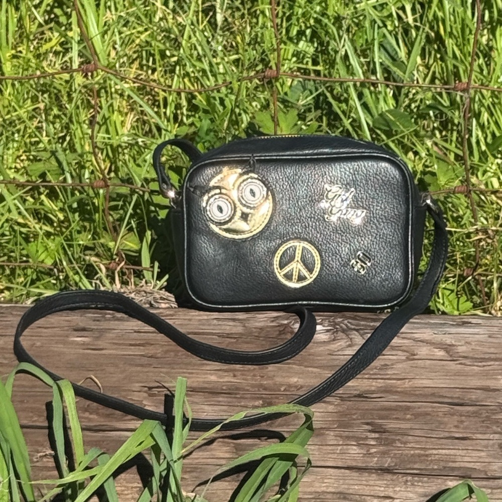 Express Y2K 90s Grunge Owl Peace 80s Black Crossbody Bag Small